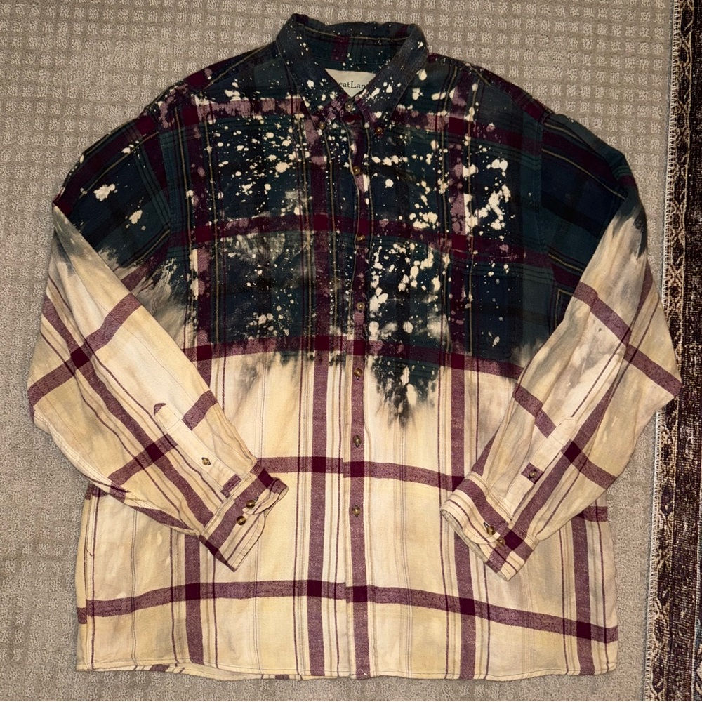 Bleach Tie Dye Vintage Oversized Flannel